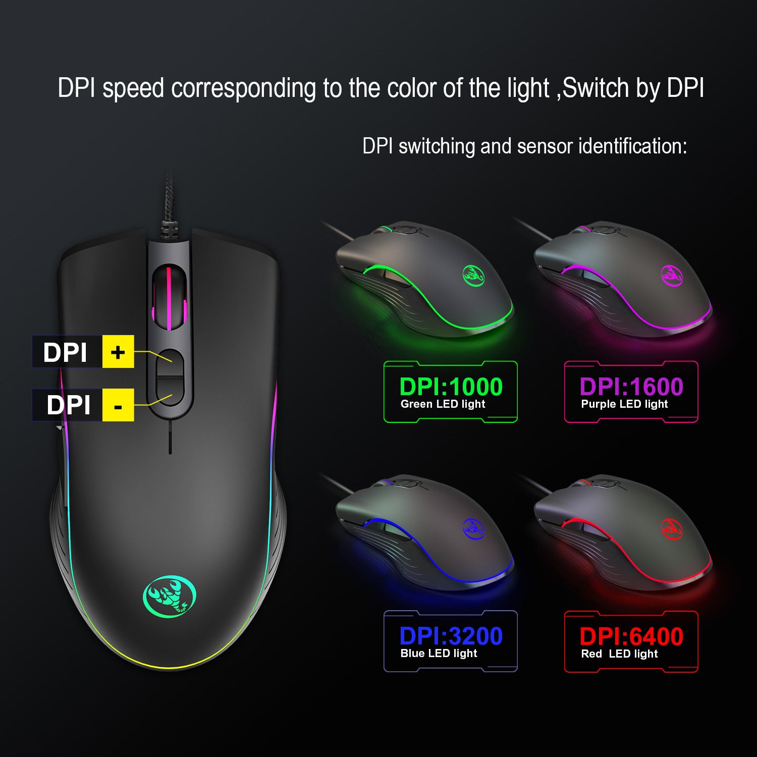 Glowing RGB Gaming Mouse with Breathing LED