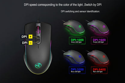 Glowing RGB Gaming Mouse with Breathing LED