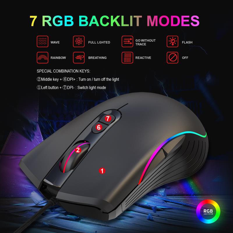 Glowing RGB Gaming Mouse with Breathing LED